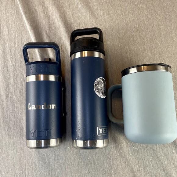 Bundle 3 preowned Yeti Hydro Flask Blue Tumblers Thermos Insulated - Picture 4 of 7